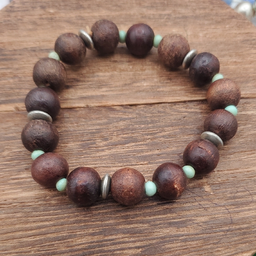 Rich Brown Cherrywood Beaded Bracelet B3008